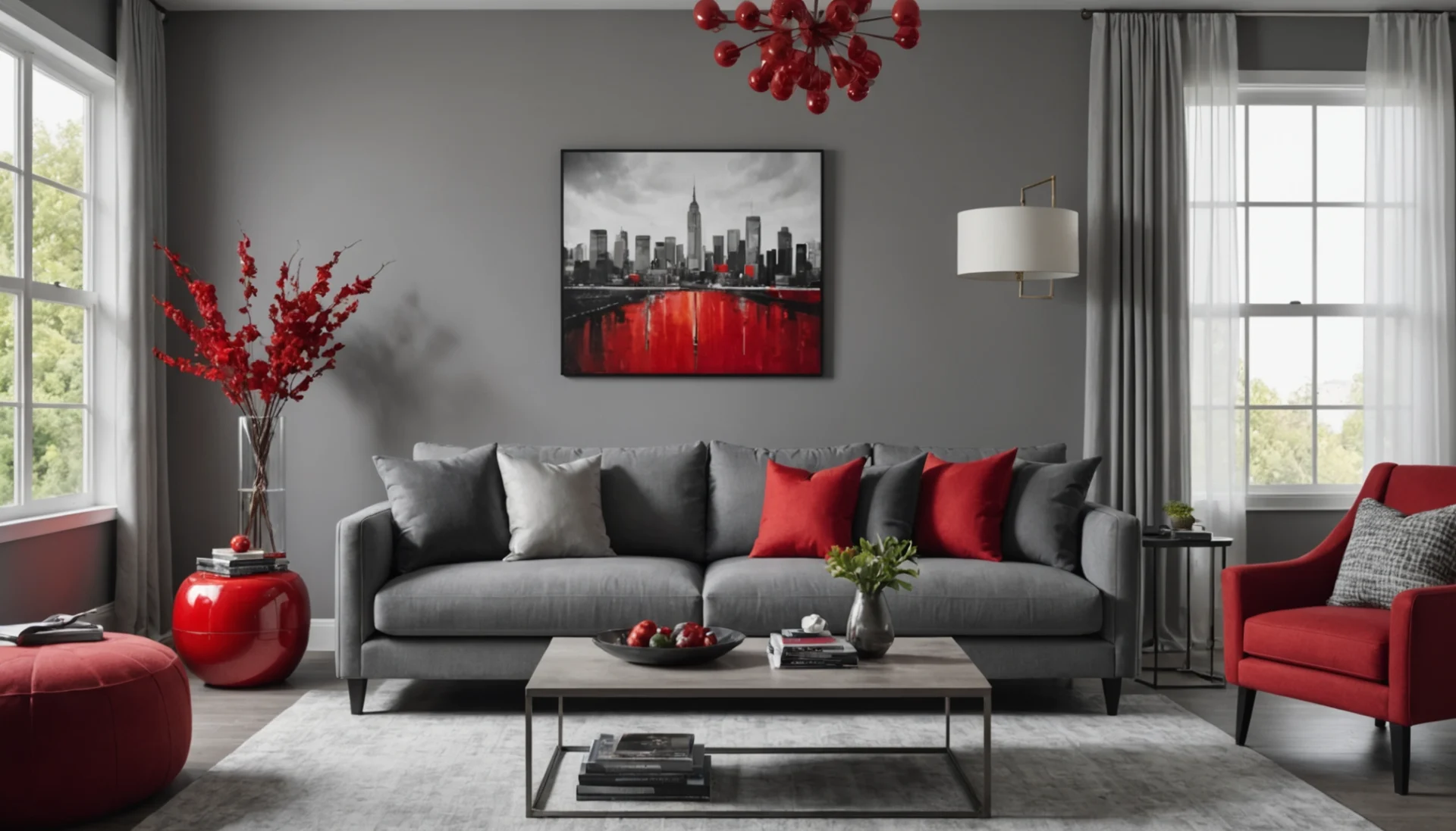 mélanger gris et rouge