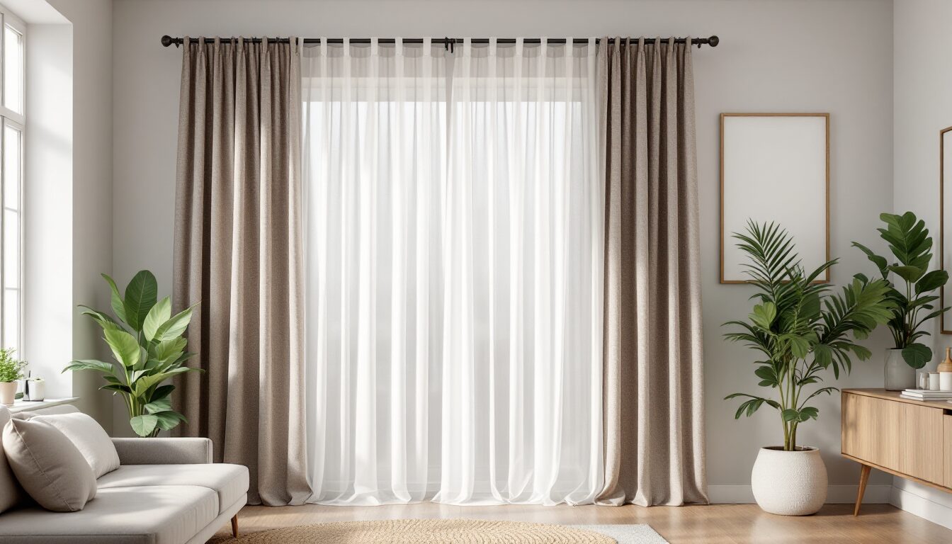 voilage et double rideaux sur la même tringle